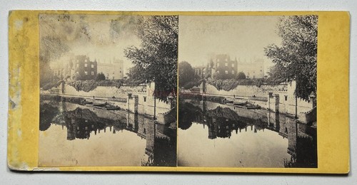 Irland Schloß Kilkenny c1865 Foto Stereo Vintage Albumin Beschädigt