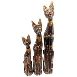 Holz Figur Katze Dekoration Bali Deko Garten Wohnung Statue Tier Tiermotiv Ebay