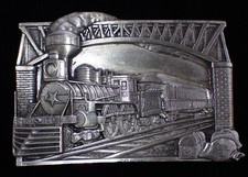 THE GOLDEN AGE OF RAIL TRAVEL VTG. 1983 PASSENGER STEAM TRAIN BELT BUCKLE
