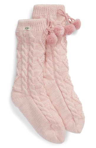 Ugg Women's Pom Pom Fleece Lined Crew Socks - Seashell Pink