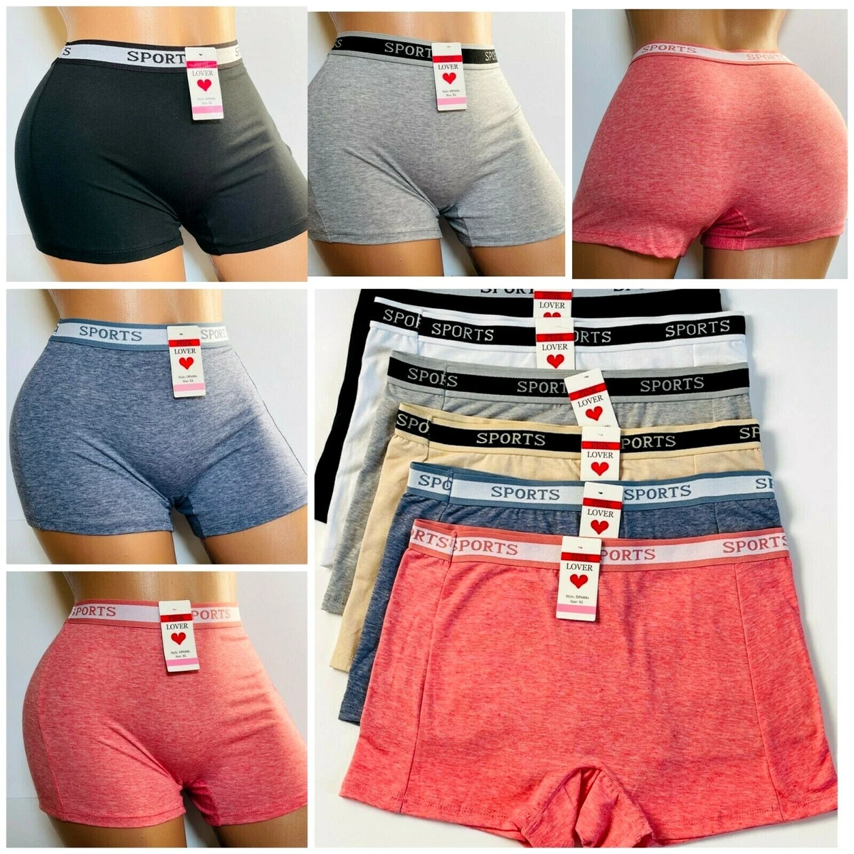 6 Boyshorts Sports SEXY SHORT Panties Undies Shortie Underwear