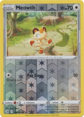 Pokemon - Meowth - 199/264 - Common - Reverse Holo - Sword & Shield - Fusion Str