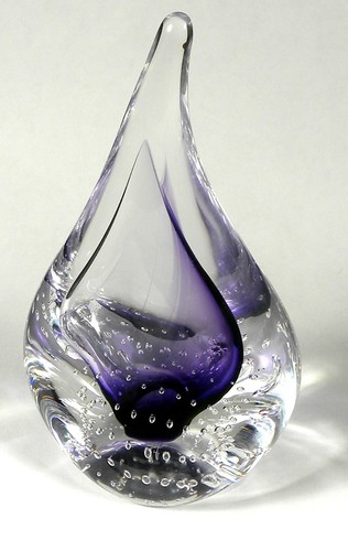 Jablonski Made In Poland Lead Crystal Clear Purple Tear Drop Paperweight - Picture 6 of 9