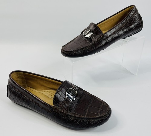 Leather Carley Gator Loafers Shoes Size 