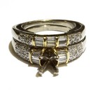 Platinum 18k yellow gold diamond semi mount engagement ring wedding band 15.1g  — photo 2