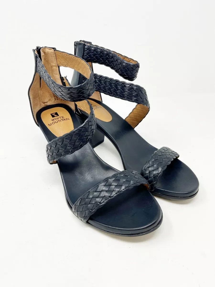 White Mountain Black Ankle Strap Heel Sandals Size 7.5 M 8 M eBay