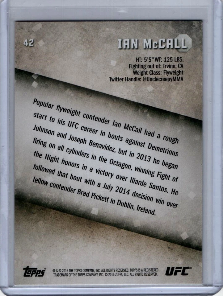 2015 Topps UFC Knockout Mat Parallel #42 Ian McCall 1/1 - Image 2 of 2