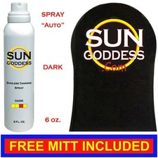 SUN GODDESS - Sunless Self Tanning Spray "Auto" - DARK - 6 oz  Best Tanner Mitt