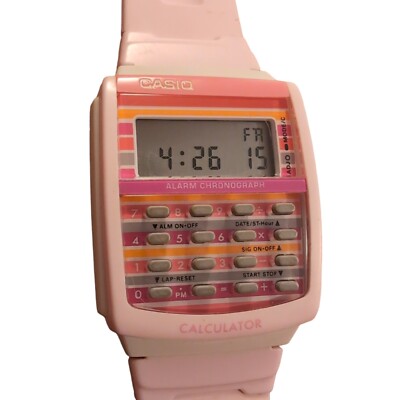 SELTENE Vintage Casio Retro Uhr LDF-40 Modul 437 Armbanduhr Poptone Pink 