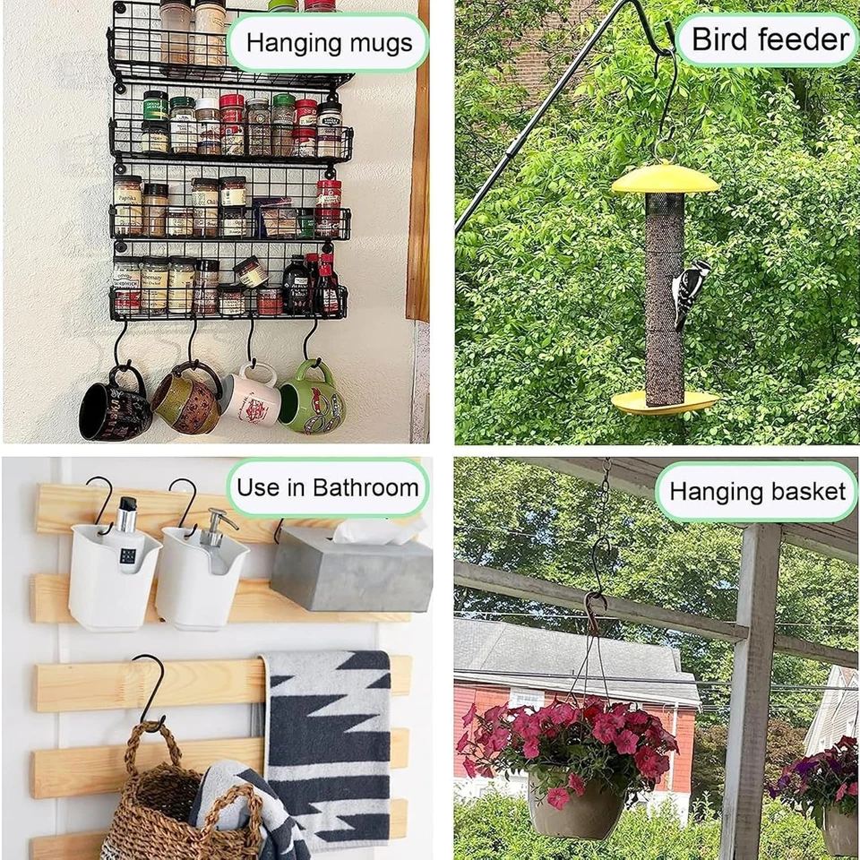 12 Pack 6 Inch Heavy Duty S Hooks, Large S Hooks for Hanging Plants, Vinyl Coate - Image 4 of 4