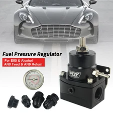 Adjustable Fuel Inject Pressure Regulator FPR W/ Gauge AN6 AN8 1/8''NPT EFI Kit