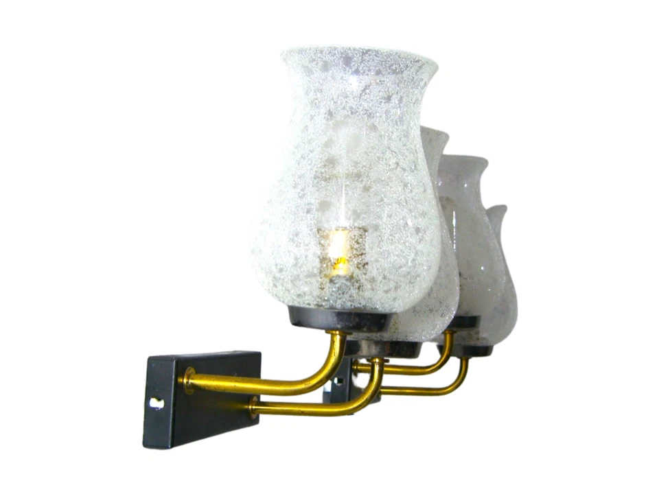 Apliques (2), Mid Century Modern, Art Deco, latón, cristal de Murano, hiper vintage Foto 4 de 4