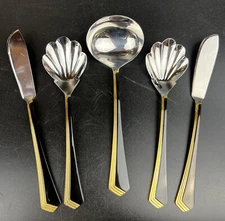 YAMAZAKI Ramona Stainless Black Handle Gold Accent ~ 5 pieces