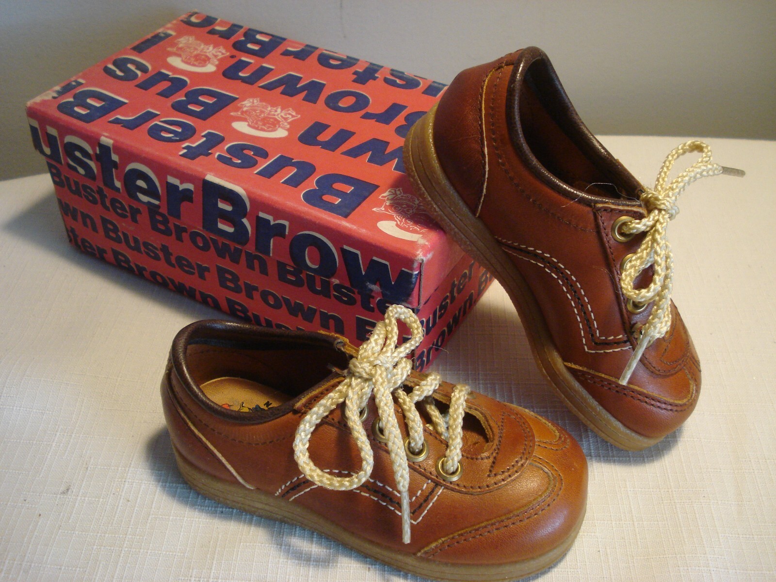 Vintage Buster Brown "Kara" Leather Girl Shoes Tan C… Gem