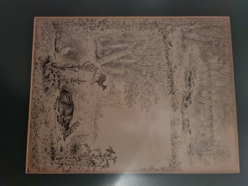 LARGE ANTIQUE FRAMED C. Rademand ARTIST DOGS RUNNING DOWN TO GET DEER AND DUCKS - Picture 2 of 8