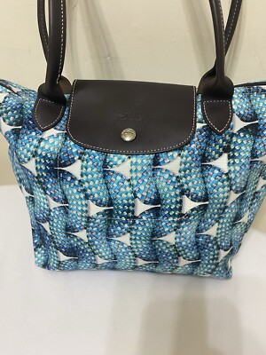 Longchamp Le Pliage Surf & The City Canvas Medium Tote Blue