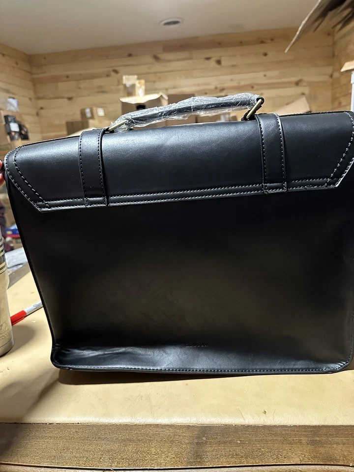 Maletín de cuero vegano Ecosusi acolchado funda para computadora portátil bolso mensajero de hombro rojo Foto 2 de 3