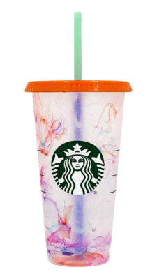 Starbucks 2021 Color Changing Confetti Swirl 24 oz Reusable Cold Cup Orange  Lid | eBay