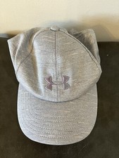 Under Armour Girls Youth Free Fit Hat Strapback Stretch Gray Pink Purple EUC