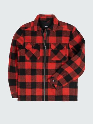 FINISTERRE GARRICK ZIP OVERSHIRT IN BRICK RED CHECK