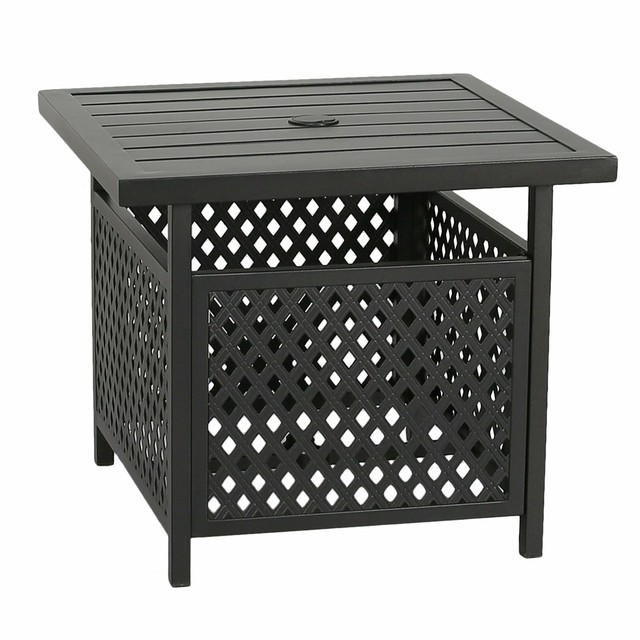 Outsunny Outdoor Patio Rattan Wicker Coffee Table Bistro Side Table With Umbrella Hole