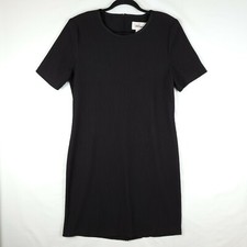Worthington Womens Pencil Dress Medium Black Short Sleeve Cocktail Zip Back