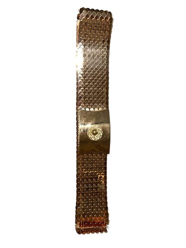 Vintage Gold Metal Stretch Belt 1970s Disco Glam Queen Statement Elastic Retro Vintage Gold Metal Stretch Belt 1970s Disco Glam Queen  main image 3