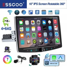 Rotatable 10.1" Android 15 Touch Screen Car Stereo Radio GPS WIFI BT AHD Camera