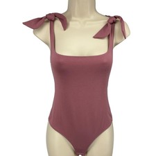 Intimately Free People Mulberry Pink Bow Shoulder Low Back Bodysuit XS NWT