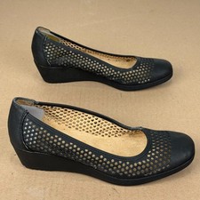Naturalizer Women's Black Laser Cut Wedge Pumps Shoes Size 7.5 Comfort Heel