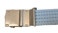 Adjustable Canvas Military Web Belt 1" Metal Buckle Unisex Light Blue Up to 40" 