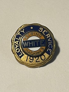 1920 LOYALTY SERVICE PIN WHITE SEWING MACHINES Gold Service Pin UNMARKED