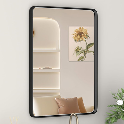 Matte Black Rectangular Bathroom Mirror, 30x45 Inch, Farmhouse Style