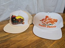 1980's South Dakota Hats Cap Trucker Snap Back Logo Mesh Tribal 2 Lot