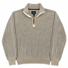 G.H. Bass Co. Men's Ribbed Knit Quarter Zip Sweater Brown Beige