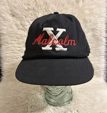 Vintage Malcolm X Snapback Hat Rare Black/White Red Spell Out Rare