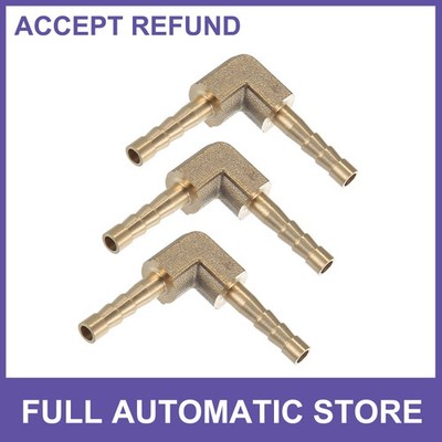 3Pcs 4mm Brass Car Barb Hose Fitting L Shape 2 Way Connector for Air Water
