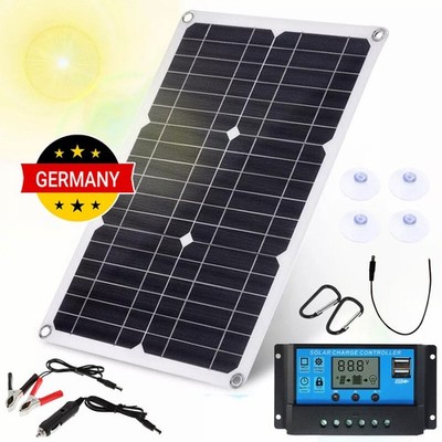 40W 12V Solarpanel Solarmodul USB-Ladegerät Solarzelle Solar mit 100A Regler