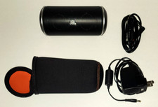 JBL Flip 1 Bluetooth Speaker  2 Chargers  Case FOR PARTS - Turns On But READ 