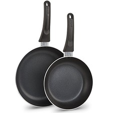 GoodCook Nonstick Aluminum Frying Pan Set, 8" and 10" Skillets, Black, Even Heat