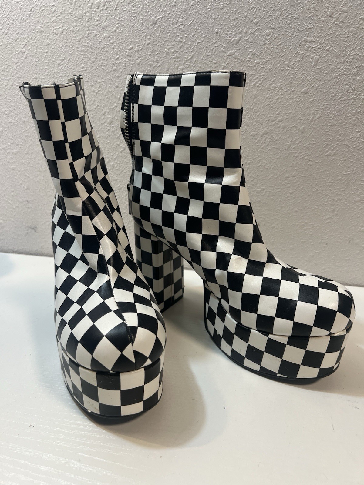 Current Mood Boots 9 Checkered Platform Ankle Boo… - image 2