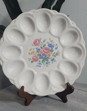 Vintage E & R American Artware 12 Deviled Egg Platter Floral Pattern