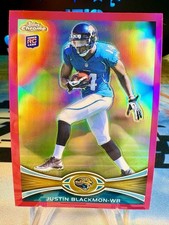 2012 Justin Blackmon Topps Chrome Pink Refractor /399 Rookie Card #13 Jaguars. rookie card picture