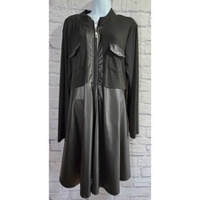Shein Curve Black Faux Leather Full Zip Front Dress 3XL Lightweight