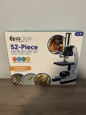 IQCrew 52-Piece Microscope Set with Durable Metal Frameworks for Students
