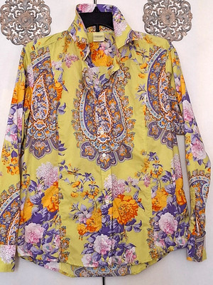 Craig Taylor Lemon/Lime Paisley/Floral-print Spring/Summer Blouse - Large