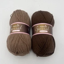 Lot of 2 Skein Stylecraft Special Double Knit Yarn Mocha, Walnut