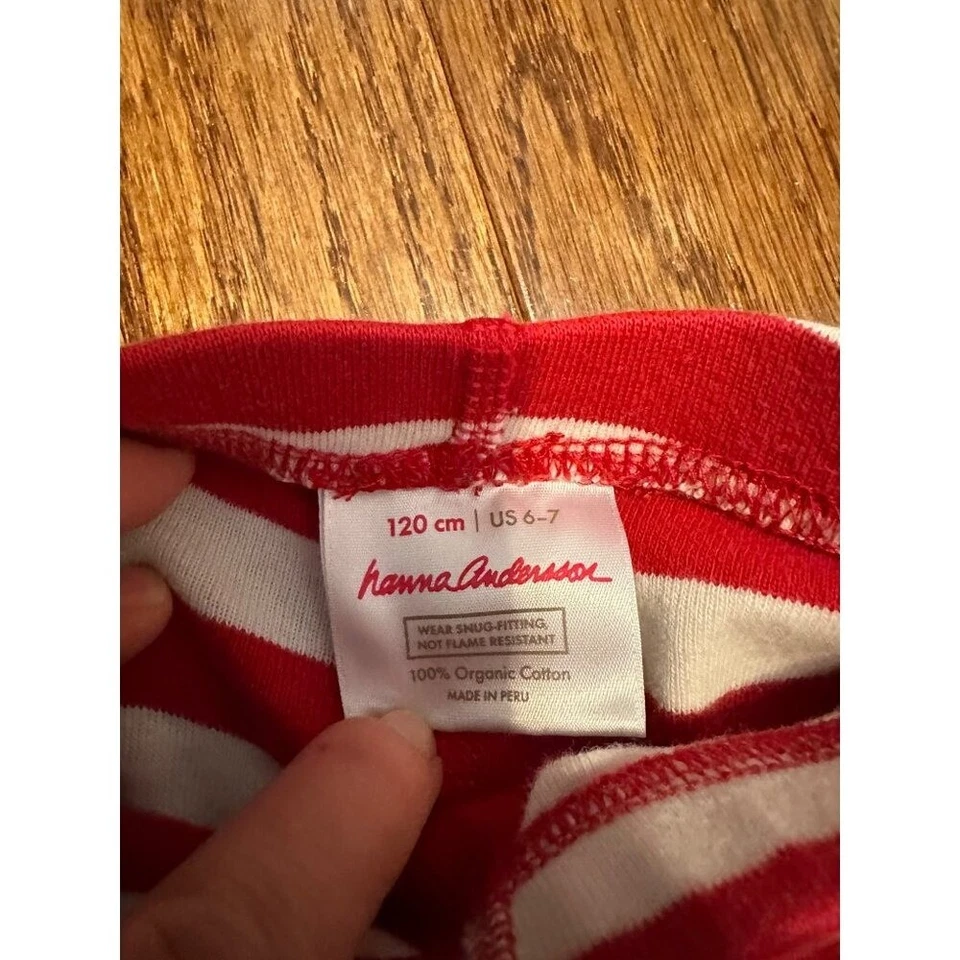 Hanna Andersson Kids Striped Organic Cotton Pajama Pants US 6-7 Red & White - Image 3 of 3