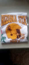 ASU T-Shirt VTG Arizona State Rose Bowl Size XL 80s White ASU Helmet Logo c.1987
