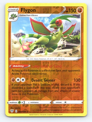Flygon 091/189 Rare Darkness Ablaze Pokemon Reverse Holo Lightly Played